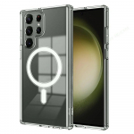 TPU dėklas, skirtas Magsafe Samsung Galaxy S24 Ultra 5G S 24 Plus S24+ Crystal Clear Magnetinis belaidžio įkrovimo smūgiams atsparus Coque for Samsung S24 skaidri