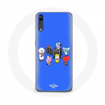 Coque pour Huawei P20 Pro BTS BT21 Tata Chimmy Cooky Rj Koya Shooky Et Mang Jouent De la musique Fond Bleu