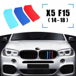 3 vnt. Automobilio priekinių grotelių apdailos bamperio dangtelio juostelė 3D M stiliaus dangtelio lipdukai BMW X5 serijai F15 2014-2018 Automobilių priedai X5 F15 (14-18)