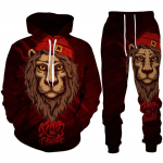Personality Lion 3D Print Hoodies/Trening kostiumas Vyri&scaron;ki megztiniai su gobtuvu + kelnės bėgimo kostiumas Hip Hop vyri&scaron;kų gatvės drabužių komplektas XL