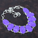 Charoite brangakmenių karoliai 925 sterlingų sidabro karoliai, reguliuojami grandinės karoliai, rankų darbo sidabro papuo&scaron;alai, vestuvių dovanos, gimimo akmenų karoliai Adjustable