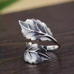 &bdquo;Huitan Vintage Leaf&ldquo; keičiamo dydžio žiedas moterims &bdquo;Anti Silver&ldquo; spalvos vintažiniai aksesuarai vakarėliui kasdien dėvėti stilingi žiedai retro papuo&scaron;alai resizable