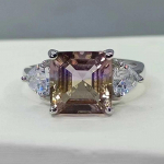 SACEGEMS 9*9MM Natūralūs Ametrino Žiedai Moterims 925 Sterlingų Sidabras Vestuvių Vakarėlio Puikūs Papuo&scaron;alai Festivalio Dovana Open violetinė