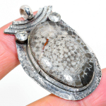 Natural Stingrey Coral, Topaz Gemstone 925 Sterling Silver Pendant 2.01 n1s92