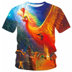 Smokey Bird Pattern Vyri&scaron;ki mar&scaron;kinėliai Vasaros mada Kietas stilius Grafinis mar&scaron;kinėliai Įdomūs 3D spaudiniai trumpomis rankovėmis mar&scaron;kinėliai Drabužiai S