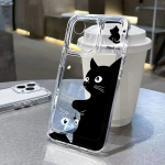 Black Cat telefono dėklas skirtas iPhone 15 14 Pro Max Case iPhone 11 12 13 Pro Max XR X XS 7 8 14 15 Plus SE mielas animacinis silikoninis dangtelis For iPhone 11Pro Max