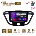 2 din Android automobilinis radijas, skirtas Ford Transit Tourneo Custom 2012-2021 Multimedia Carplay Auto WIFI galvos blokas stereo navigacija 2+32GB 2+32GB gray