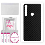apgo Protective Skin Sticker for the back compatible with Motorola One Macro, Wrap Film, Foil, Vinyl - Pattern Carbon Black