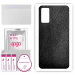 apgo Protective Skin Sticker for the back compatible with Sharp Aquos V6 5G, Wrap Film, Foil, Vinyl - Pattern Black Leather