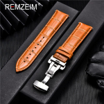 Natūralios odinė laikrodžio apyrankė Calfskin vyri&scaron;ka, moteri&scaron;ka, keičiama 18 mm 20 mm 22 mm 24 mm laikrodžio apyrankė su drugelio sagtimi 20mm