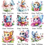 9 vnt. / Rinkinys mielų drugelių pleistrų lipdukų ant drabužių akvarelės gėlių &bdquo;pasidaryk pats&ldquo; &scaron;ilumos perdavimo nauji drabužių aksesuarų pleistrai kuprinei
