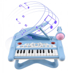 25 klavi&scaron;ų elektroninė klaviatūra pianinas mini muzikos instrumentas su 360 laipsnių pasukamu mikrofonu mėlyna