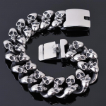 Gothic Skull Vyri&scaron;kos apyrankės 19MM Nerūdijančio plieno Ghost Grandininė apyrankė vyrams Skeletas Papuo&scaron;alai vyri&scaron;kam rie&scaron;ui Nauja 18.5CM sidabras