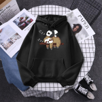 Panda, gulinti ant tinginio, ra&scaron;tai moteri&scaron;kas džemperis rudens vilnos &scaron;iltas su gobtuvu kasdienis madingas džemperis universalus unisex sportinis S