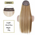 Sintetinės ilgos tiesios nematomos vielos prailginimo slaptos permatomos žuvies linijos galvos juostos plaukų atraižos moterims be klipų 55cm