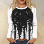 Mar&scaron;kiniai, skirti moteri&scaron;kai madai Kasdieniai Raglan rankovėmis apvaliomis kaklo rankovėmis ilgomis rankovėmis laisvai marginti mar&scaron;kinėliai moteri&scaron;ki vir&scaron;ūnė L juoda