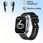 Ausinių i&scaron;manusis laikrodis TWS &bdquo;2-in-1&ldquo; belaidis &bdquo;Bluetooth&ldquo; dvigubas ausinių jungtis Mobilusis kūno rengybos sporto i&scaron;manusis laikrodis