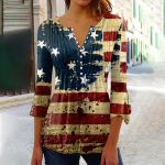 Moteri&scaron;ki mar&scaron;kiniai su sagutėmis spausdinti tunika Vasariniai vir&scaron;utiniai drabužiai, laisvalaikio varpelio 3/4 rankovės V kaklo pavasario palaidinės