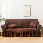 Lengvi prabangūs vienspalviai medžiaginiai sofos užvalkalai, viskas įskaičiuota Seersucker sijoniniai sofos užvalkalai svetainei 1/2/3/4 vietų 1-seat 90-140cm rožinė