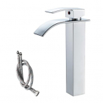 &Scaron;lifuoto nikelio krioklio vonios mai&scaron;ytuvas modernus vienos rankenėlės keraminės &scaron;erdies kriauklės mai&scaron;ytuvas su žarna, montuojamas ant stalvir&scaron;io (Auk&scaron;tas Stilius) sidabras