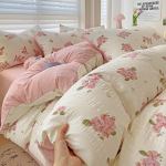 Keturių dalių komplektas, skalbtos medvilnės paklodė, antklodės užvalkalas, trijų dalių komplektas bendrabučiui 1.8m bed