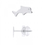 L&Eacute;A & ARTHUR - Boucles d'Oreilles Enfants Motifs "DAUPHIN" Or Blanc 375 Milli&egrave;mes - Bijou Enfant