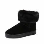 Madingi platforminiai moteri&scaron;ki sniego batai iki pusės blauzdos Juodi moteri&scaron;ki batai Pusiau auk&scaron;ti Stori Suede Eleganti&scaron;ki su žemais kulnais Apvalus pir&scaron;tas Batai Pliu&scaron;iniai Gotikiniai 41 black