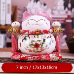 Animacinis filmas Maneki Neko Ornamentas Keramikinė Laimingos Katės Figūrėlė Rožinė PELTELĖ Fortūnos Katės statula Namų Dekoratyvinė pinigų dėžutė Piggy Bank