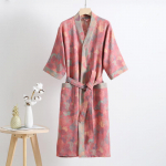Pavasaris / vasara grynos medvilnės dvisluoksnės marlės chalatas i&scaron; plono dažyto audinio namų drabužiai Poros japoni&scaron;ko stiliaus kimono chalatas pižama L