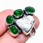 Dendrite Opal, Diopside 925 Sterling Silver Jewelry Ring Size 7.5 g8j46