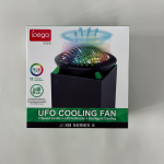 UFO Au&scaron;inimo Ventiliatorius su 11 RGB &Scaron;viesų, Automatinė Au&scaron;inimo Sistema, Ventiliatoriaus Greitis Reguliuojamas Pagal Temperatūrą Xbox Series X Konsolei, Mažas Triuk&scaron;mas, 3 Greičiai, USB Prievadas 18.1*18.1*9cm juoda