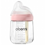 Oubani 210 ml ekscentrinis čiulptukas naujagimio stiklinis buteliukas nuo vidurių pūtimo, nuo spjaudymosi ir užspringimo kūdikių buteliukas 210ml rožinė