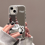 Mobiliųjų telefonų dėklai iPhone 11 13 XR 15 Pro Max 12 14 Pro Max Case iPhone 16 XS Max veidrodinis apsauginis dėklas Veidrodis i&scaron;skirtinis animacinis filmas, atsparus vandeniui iPhone 11 Pro Max sidabras