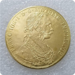 1 vnt Austrijos auksinė moneta, 1877 m. užsienio kopija, paauksuota proginė moneta, antikvariniai amatai