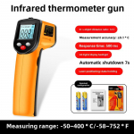 Infraraudonųjų spindulių termometras, skaitmeninis temperatūros pistoletas maisto ruo&scaron;imui, aliejaus kepimui, didelio tikslumo virtuvės termometras, pramoninis termometras Temperature Gun CZD 400&deg;