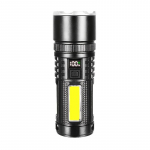 Didelės galios LED rankinis žibintuvėlis, 4 režimai, reguliuojamas spindulys, greitas įkrovimas per Type-C, įkraunama baterija, aliuminio lydinys, su USB laidu Built-in Battery