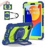 Xiaomi Redmi Pad SE 8.7 plan&scaron;etiniam kompiuteriui. 360&deg; besisukantis laikiklis. Itin tvirta apsauga. Stovas. TPU+PC 3in1. Apsauga nuo smūgių. Smūgiams atsparus plan&scaron;etinio kompiuterio dėklas. Redmi Pad SE 8.7 tamsiai mėlyna spalva