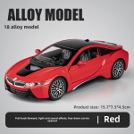 1:32 I8 Lydinio Automobilio Modelis Auk&scaron;tos Imitacijos Liejimo Žaislas su Garsu ir &Scaron;viesa Atitraukiamas Transporto Priemonės Dekoravimo Žaislas Vaikams Berniukams Dovana Kolekcija Ornamentai