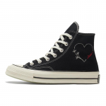 Converse Chuck 70 Chuck Taylor All Star Hi &Scaron;irdelės raidės spaudiniai Vintažiniai auk&scaron;takulniai drobės batai Unisex Juodi 35 gray