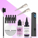 Greitai stingstanti UV plaukų rinkinys: UV lempa + 30g klijų ir valiklis, nematomi nepažeidžiantys priauginimai, pilnas saloninis ir namų įrankių rinkinys A set