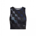 Adidas X Marimekko Bendradarbiavimas Spalvų Blokų Banga Sportinis Trumpas Tankas Moteri&scaron;ki Vir&scaron;utiniai Drabužiai Juodas HH8734 XL