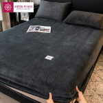 Mink&scaron;tas &scaron;iltas pliu&scaron;inis paklodė elastingas čiužinio užvalkalas Pūkuotas koralų vilnos lovos skalbiniai žiemai porai prabangi dvigulė lova 90x200x10cm 1pc