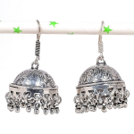 Natural Indian Look Jhumki Gemstone Silver Tribal Bali Earring 1.81 s6p78