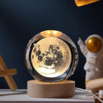 Moon Crystal Ball Night Light,h Glass Ball Night LED lempa su mediniu pagrindu,dekoracijos dovanos
