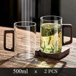 2 vnt. 500 ml stiklinės su rie&scaron;uto rankena, buitinės kar&scaron;čiui atsparios puodeliai, didelės talpos arbatos gaminimo puodeliai, biuro gėrimo stiklinės 500ML skaidri