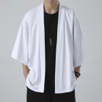 Vyri&scaron;ki japoni&scaron;ki kimono mar&scaron;kinėliai, laisvalaikio atviro dygsnio lengvi yukata madingi juodi megztiniai su 3/4 rankovėmis vasaros atostogoms 5XL tamsiai pilka spalva