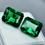 Natūralus žalias granatas, pora, smaragdo pjūvio, SERTIFIKUOTAS 20,10 ct, laisvas brangakmenis dovanai 12.4 mm approx žalia