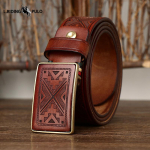 Rankų darbo Vintažinis Lazeriu Graviruotas Ra&scaron;to Plok&scaron;telės Sagtis Diržas Vyri&scaron;kas Natūralios Odos Grynos Karvės Odos Lygus Sagtis Diržas 130cm ruda