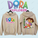 Dora tyrinėtoja 2 &scaron;alių gobtuviniai megztiniai Mielas anime pie&scaron;tas megztinis Unisex moterys vyrai Sportinė apranga Sportinė apranga Žieminiai &scaron;ilti gobtuviniai megztiniai M gray
