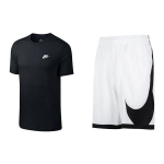 Nike raidė apvalus kaklas laismi trumparankoviai mar&scaron;kinėliai elastiniu juosmeniu &scaron;ortų komplektas vyri&scaron;ki komplektai AR4999-013+DH6764-100 L